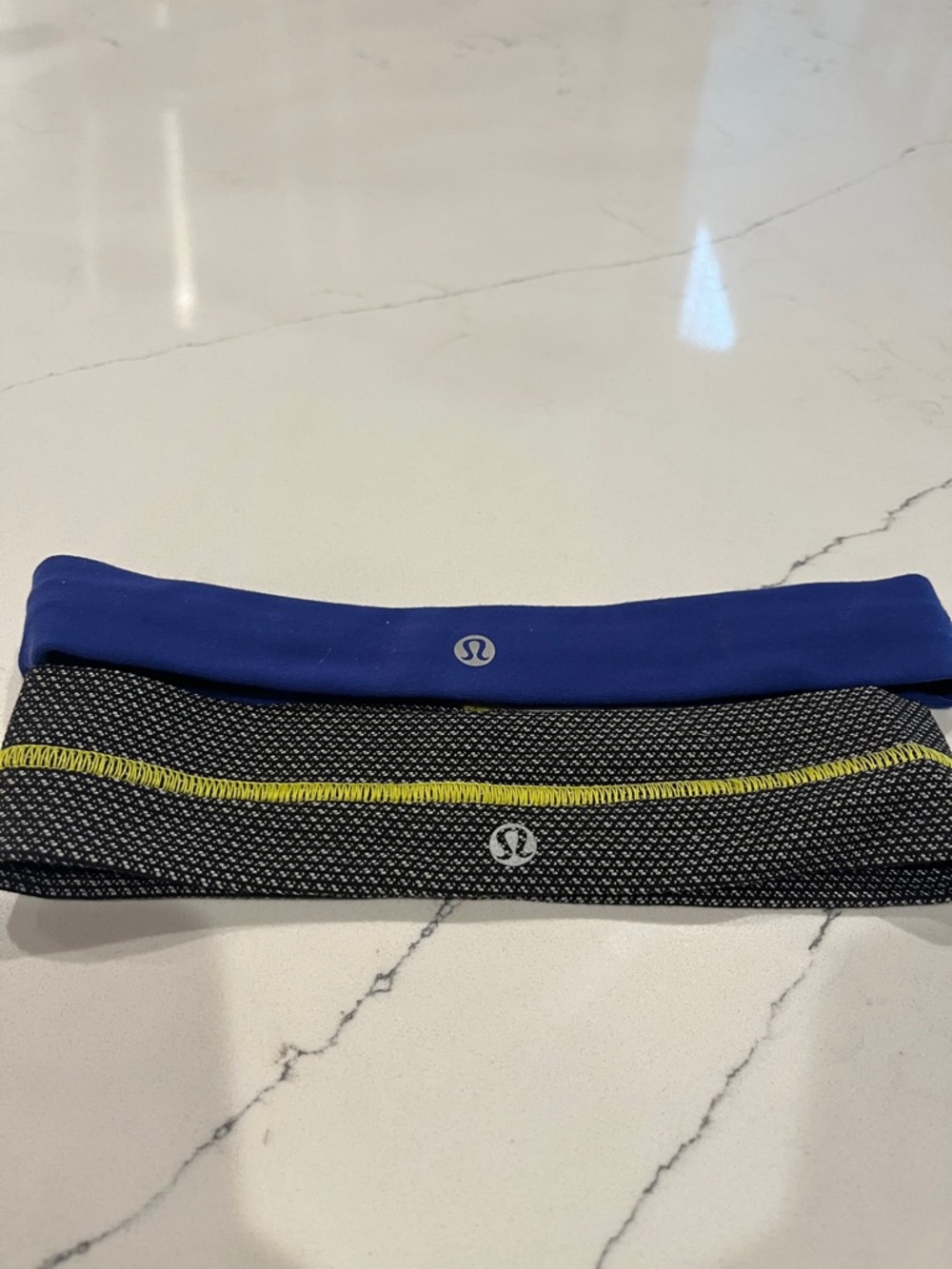 lululemon athletica Blue and Black/Yellow Reversible Headbands